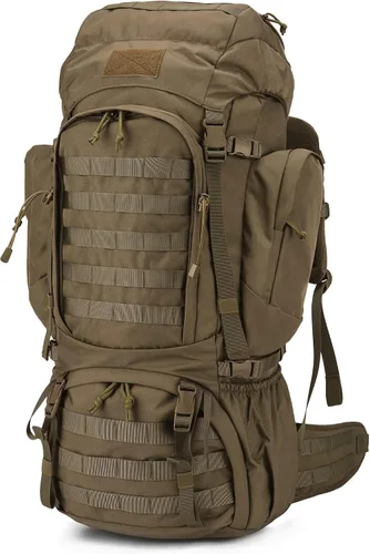 Vista 10 de Mardingtop mochila de 50 L/55 L/60 L/75 L para senderismo, con marco interno, equipo para transportar carga, ligero y modular, con cubierta