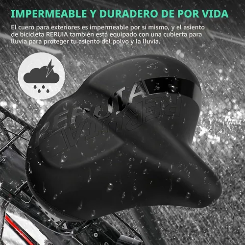 Vista 5 de Asiento de bicicleta grande y cómodo, sillín ancho con absorción de impactos, cojín de bicicleta de ejercicio de gran tamaño con espuma