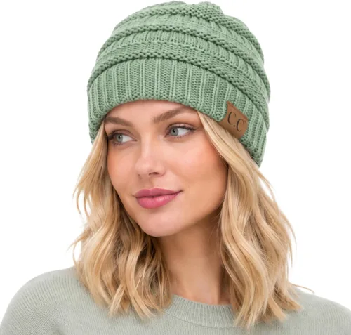 Vista 33 de C.C Exclusives Gorro de Punto de Cable - Gorros Gruesos, Suaves y Cálidos de Punto Grueso Chenille Teniente Mel Gris