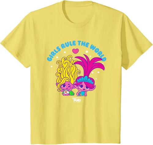 Vista 3 de DreamWorks Trolls Band Together - Camiseta para niñas con leyenda "Rule", diseño Negro