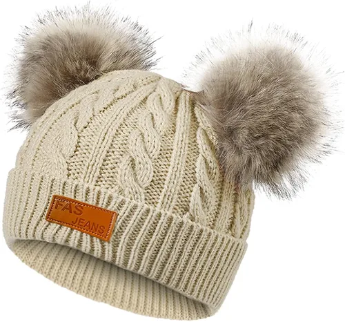 Vista 2 de Century Star Baby Girl Hats Winter Cute Baby Beanies for Girls Boys Knit Baby Hats Warm Infant Toddler Hat Pom Pom Caps
