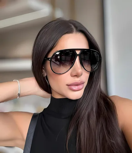 Vista 2 de Lentes de sol estilo aviador retro para mujeres y hombres, de gran tamaño, clásicos de los años 70, vintage, a la moda, sin enredos, cuadrados