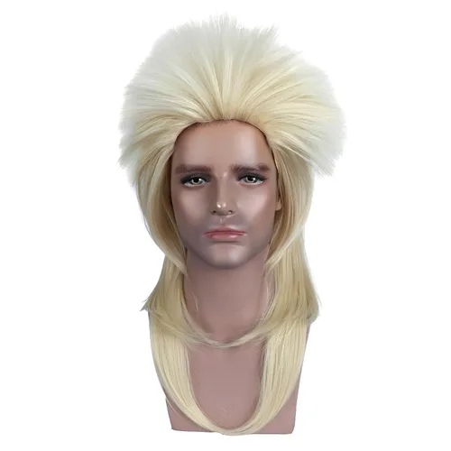 Vista 13 de BERON Judge Colonial - Peluca larga para hombre, color beige, para cosplay, disfraces de Halloween, peluca de fiesta de anime (adulto)