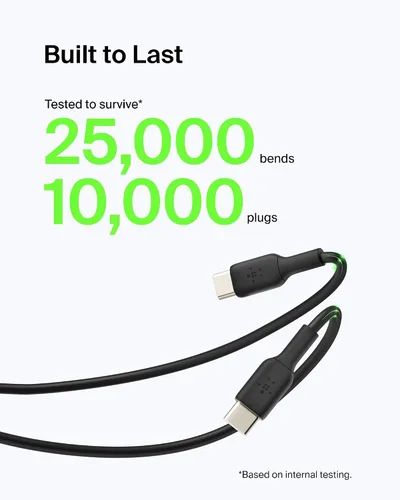 Vista 4 de Belkin Cable USB C a USB A, 3.3 pies, 15 W, cargador tipo C, cable de carga de iPhone para iPhone 16, Galaxy S25, Pixel 9, AirPods, iPad Pro, Negro