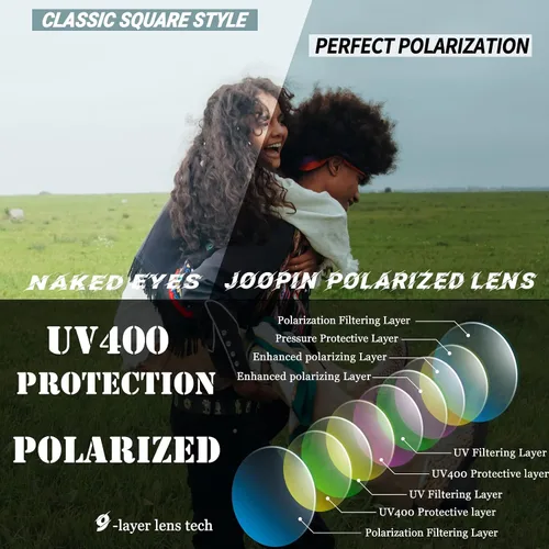Vista 6 de Joopin Gafas de sol cuadradas polarizadas con protección UV para hombre y mujer