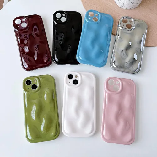 Vista 7 de Caseative Funda para iPhone 14 Pro, color negro Suavidad de la galjanoplastia de cromo del patrón de la burbuja del meteorito de la onda