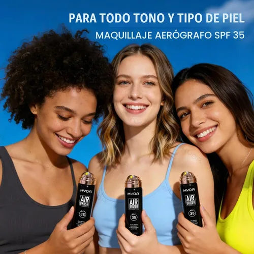 Vista 9 de KYDA AirBrush Foundation Spray, Bruma de maquillaje para base sedosa, Cobertura impecable para un acabado nude cremoso y suave, Fórmula duradera