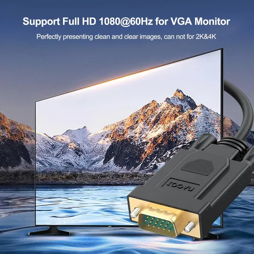 Vista 3 de Cable HDMI a VGA de 3 pies, monitor HDMI a VGA, 1080P@60Hz, macho a macho Compatible for Raspberry Pi, Roku, Computer, Desktop, Laptop, PC
