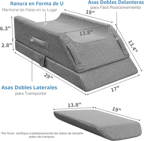 Vista 4 de Almohadas ajustables de elevación de piernas para hinchazón después de la cirugía, almohada de cuña de espuma viscoelástica refrescante