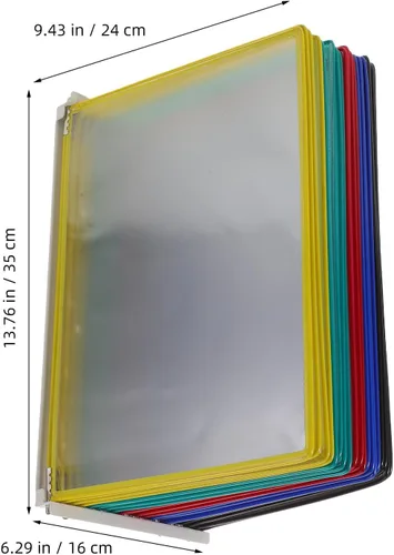 Vista 7 de DOITOOL Wall Mount Reference Organizer: 20 Display Pockets - Flip Reference Display Document Holder - Pvc And Metal File Organizer For Desk Meeting