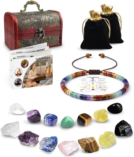 Vista 27 de Cristales y piedras curativas, juego de 21 piezas de cristales curativos, juego de 7 piedras de cristal de chakras, pirámide de selenita cruda