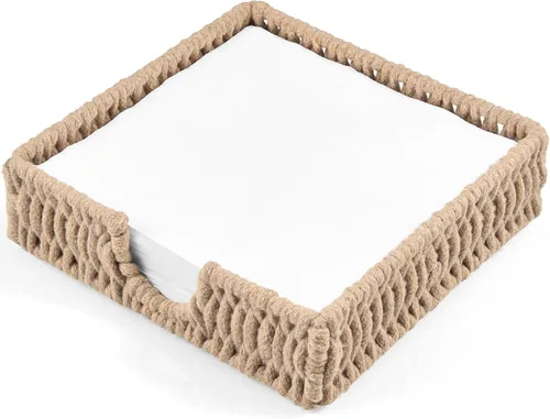 Vista 10 de Servilletero para mesa, servilleteros de cuerda de papel tejida para servilletas de papel, servilleteros de mimbre para mesa de cocina, decoración