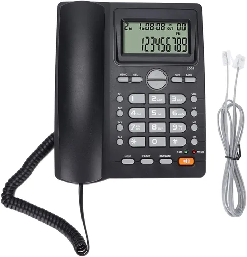 Vista 6 de Teléfono fijo con cable con pantalla LCD, identificación de llamadas, función de silencio, redireccionamiento de escritorio, teléfonos con cable