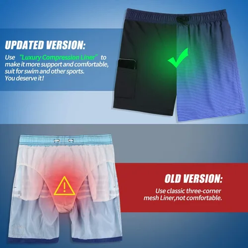 Vista 2 de MILANKERR 5.5 inch 7 inch Mens Swim Trunks with Compression Liner,Mens Bathing Suit Quick Dry Stretch Swimming Trunks for Men