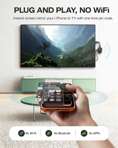 Vista 2 de AIMIBO Adaptador de pantalla inalámbrico 4K, 2026 Plug & Play 2.4G+5G a 60Hz HDMI Dongle inalámbrico para i-Phone 17, Android, Windows, macOS