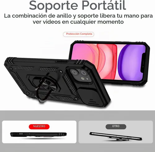 Vista 5 de Funda para iPhone 11 de 6.1 pulgadas, con protectores de pantalla y funda para cámara, [grado militar] de 16 pies. Funda a prueba de caídas con Negro