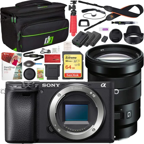 Vista 9 de Sony a6400 - Paquete de cámara sin espejo con lente de 16-50 mm, tarjeta de memoria de 64 GB, suite de edición de fotos y videos, bolsa para cámara