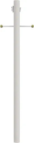 Vista 15 de Solus Poste de lámpara de entierro directo de 7 pies, poste de luz de aluminio para exteriores con brazo cruzado decorativo, sensor de atardecer a