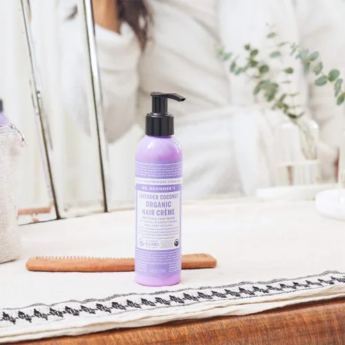 Vista 3 de Acondicionador de pelo y crema de peinar Dr. Bronner de lavanda y coco, crema, 6 onzas líquidas