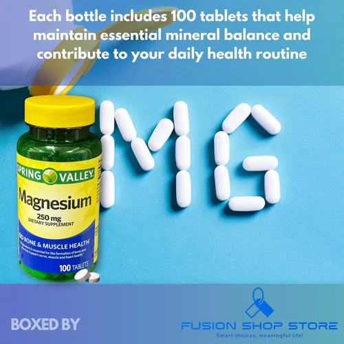 Vista 2 de Magnesio 250 mg- Comprimidos de salud muscular ósea 100 Ct (paquete de 1)