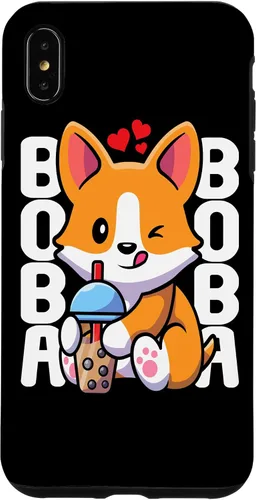 Vista 11 de Funda Kawaii con diseño de corazón de té de burbujas para iPhone 16 Kawaii Boba Dog Corgi Tea Drink