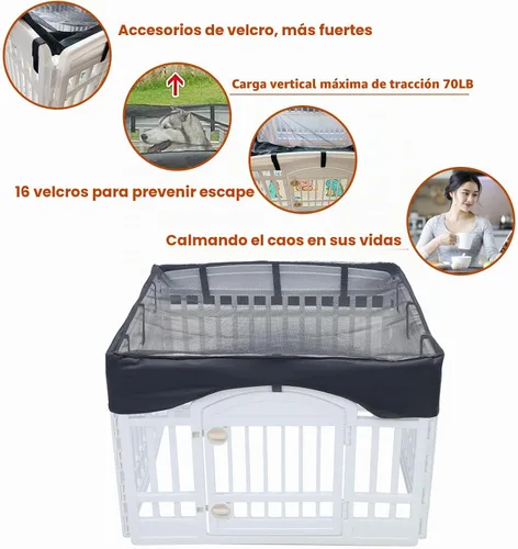 Vista 4 de Cubierta superior de malla para corralito para perros, [corralito no incluido] Se adapta a corralitos de mascotas de 36 pulgadas con 4 paneles