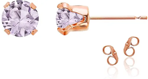 Vista 107 de Aretes de tuerca de plata de ley 925 chapados en oro de 14 quilates macizo, oro amarillo, blanco o rosa de 0.236 in Amatista