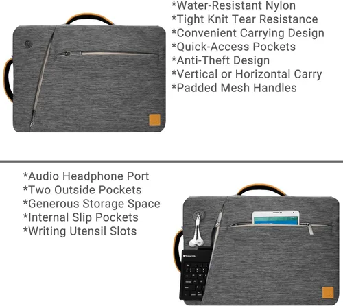 Vista 3 de Vangoddy Slate 3-en-1 Universal 10 12-inch Covertible Laptop Messenger Bag (Gris)