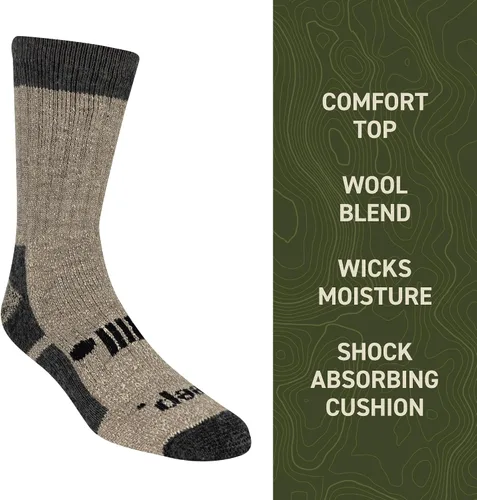 Vista 6 de Jeep Men's Performance Wool Hiking Crew Socks-2 Pair Pack-Heavyweight Cushioned Comfort