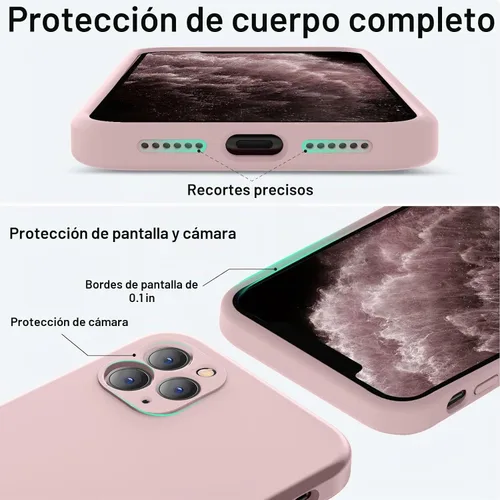Vista 4 de Vooii Funda compatible con iPhone 11 Pro, silicona líquida mejorada con bordes planos, protección de cámara, forro de microfibra suave antiarañazos