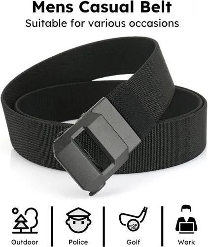 Vista 3 de EDC Nylon Trinquete Cinturón Deportivo Hombre Cinturón Ajustable De Liberación Rápida Tejido Cinturón De Cintura Hebilla Automática Micro Elástico