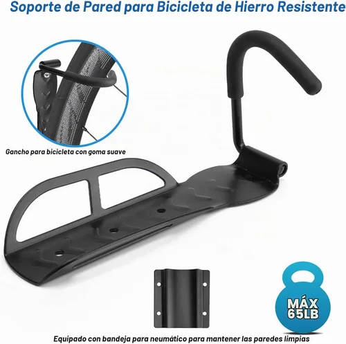 Vista 2 de Soporte de pared para bicicleta de garaje, ganchos para colgar bicicletas, sistema de almacenamiento vertical resistente para bicicletas