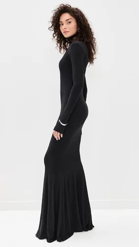 Vista 4 de Norma Kamali Vestido de manga larga con cola de pez de tortuga para mujer