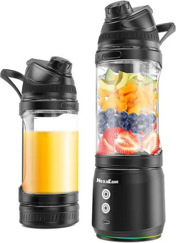 Vista 13 de Licuadora portátil exprimidor personal para batidos batidos con mango oculto 16 Oz Electric Protein Shaker Bottle, USB-C Rechargeable, Mini Small