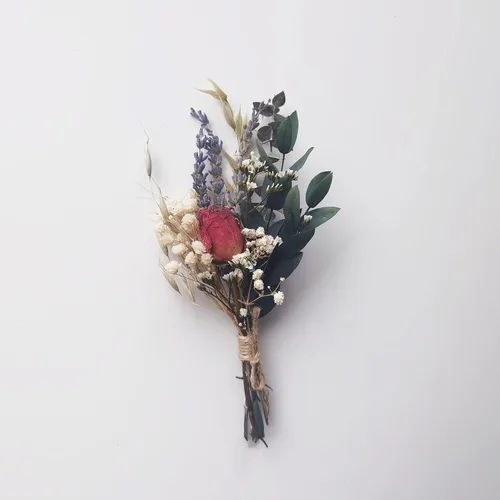 Vista 8 de Mini ramo de flores secas Ramos de rosas secas para buzón de regalo Boutonniere Pastel de flores boho (A)
