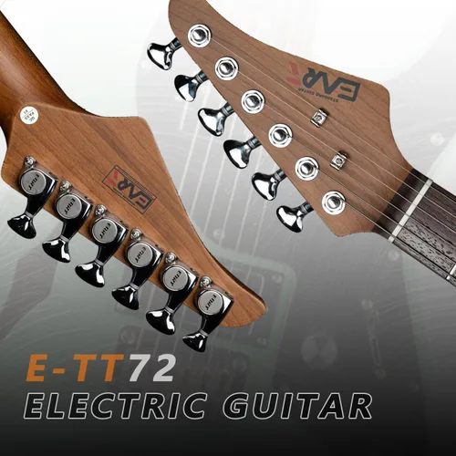 Vista 5 de EART E-TT72 Guitarra eléctrica de cuerpo semihueco de 6 cuerdas, capacidad de juego versátil, potentes pastillas Humbucker guitarras de puente fijo