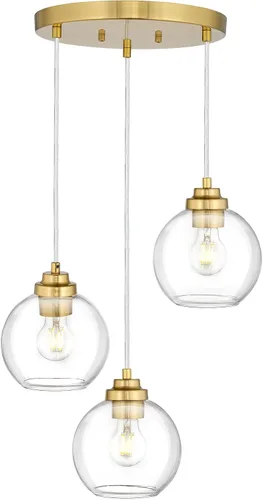 Vista 24 de PL101BG - Lámpara colgante dorada de 7 pulgadas, vidrio globo transparente, PL101BG Dorado (Gold 1)
