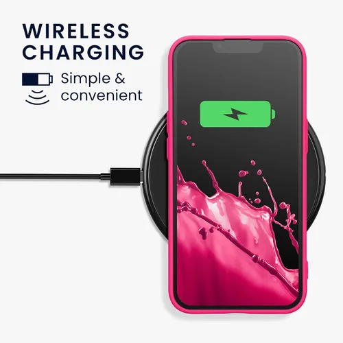 Vista 8 de kwmobile Funda compatible con Apple iPhone 13, funda protectora delgada de TPU con acabado mate suave, color rosa neón