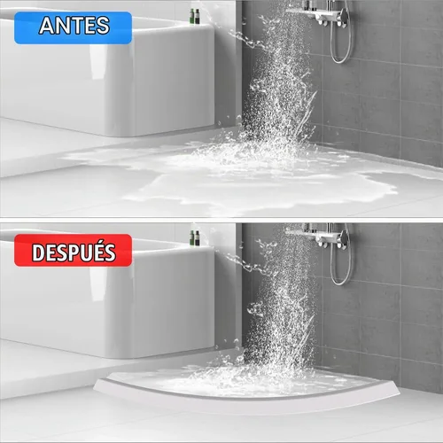 Vista 4 de Protector de agua para umbral de ducha, barrera impermeable de silicona autoadhesiva, tapón de agua, tira de sellado inferior para puerta de ducha