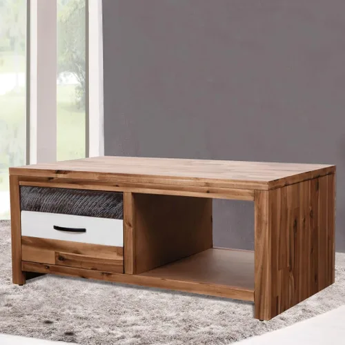 Vista 2 de Mesa de centro ajustable con compartimentos ocultos y estantes de almacenamiento ajustables, adecuada para sala de estar, oficina, balcón, madera