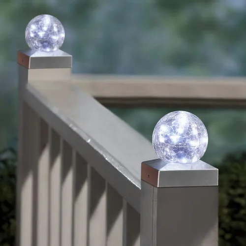 Vista 5 de SUNNYPARK Luces solares para poste – Luz para poste al aire libre para decoración de valla o patio jardín – Tapas de bolas de observación Blanco frío