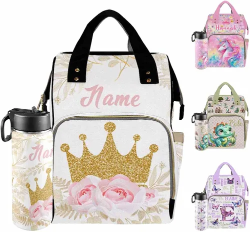 Vista 33 de Mochilas personalizadas con nombre personalizado para bebé, bolsa de pañales con monograma con bolsillos térmicos para adultos y niños, impermeable
