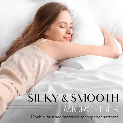 Vista 4 de Danjor Linens Sábanas de litera individual con 2 fundas de almohada, bolsillos profundos de microfibra cepillada ligera, juego de ropa de cama 02