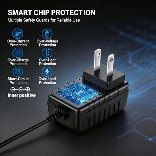 Vista 3 de Adaptador de fuente de alimentación de 9V 2A, adaptador universal de CA CC de 100-240V a CC 9V 2A/1A cable de alimentación con cable de 6 pies