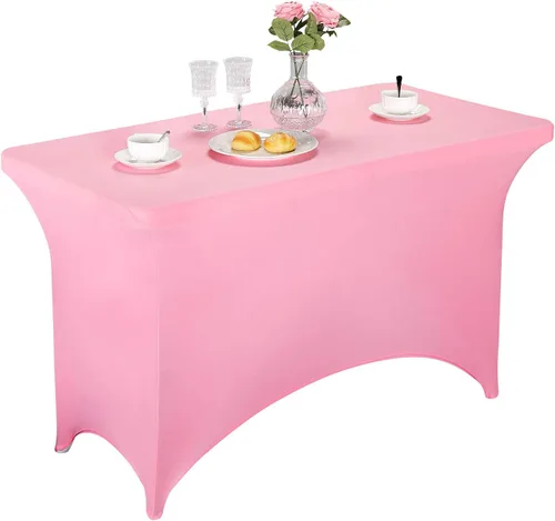 Vista 54 de LZY Cubierta de Mesa Elástica Ajustable de Spandex para Mesa Plegable de 6 pies, 4 pies o 8 pies, Mantel de Cóctel Rectangular, Perfecto para Champn