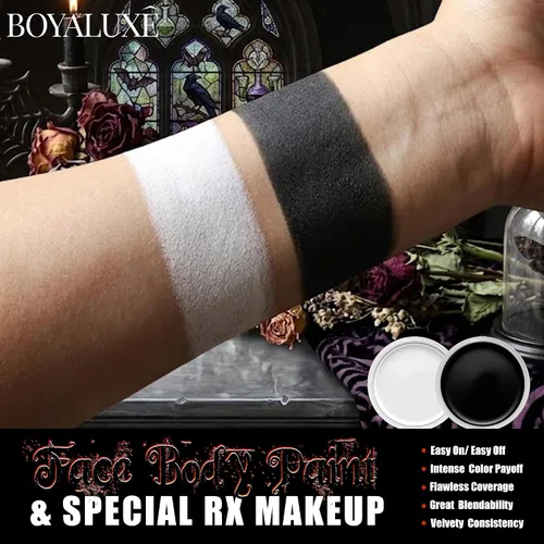 Vista 2 de Kit de pintura facial blanca y negra para Halloween con base de aceite, kit Negro-blanco