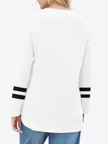 Vista 28 de Fisoew Camisetas de manga larga para mujer, holgadas, casuales, con cuello redondo, blusa suave