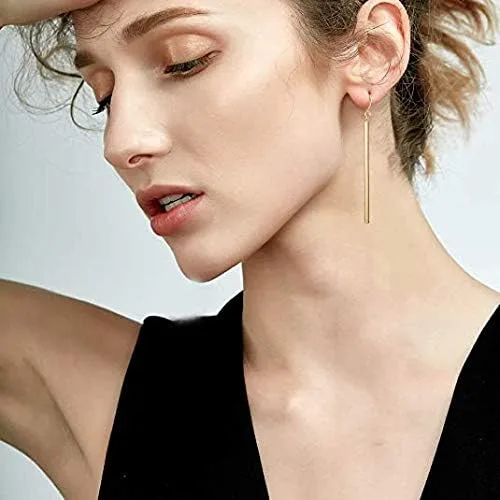Vista 2 de Punk Simple Style GoldSilver Plated Lightning Long Exaggerated Square Geometric Stick Drop Dangle Earring for Women