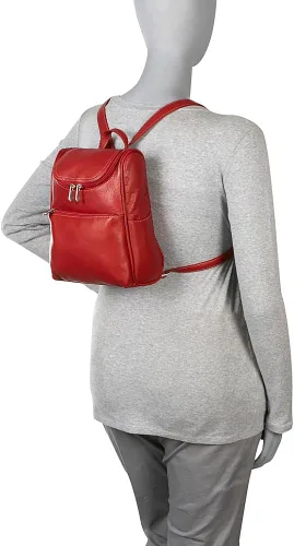 Vista 3 de Le Donne Leather Contemporary - Mochila pequeña para mujer, 10 x 8.5 x 5 pulgadas, Rojo