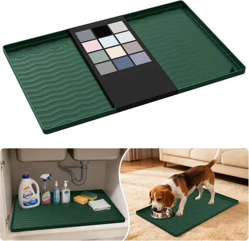 Vista 27 de URMONA - Tapete de silicona impermeable para debajo del fregadero, 16 x 10 Beige